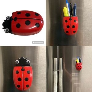 Ladybug Fridge Magnetic Storage Box Eraser Whiteboard Pen Organizer Unique New